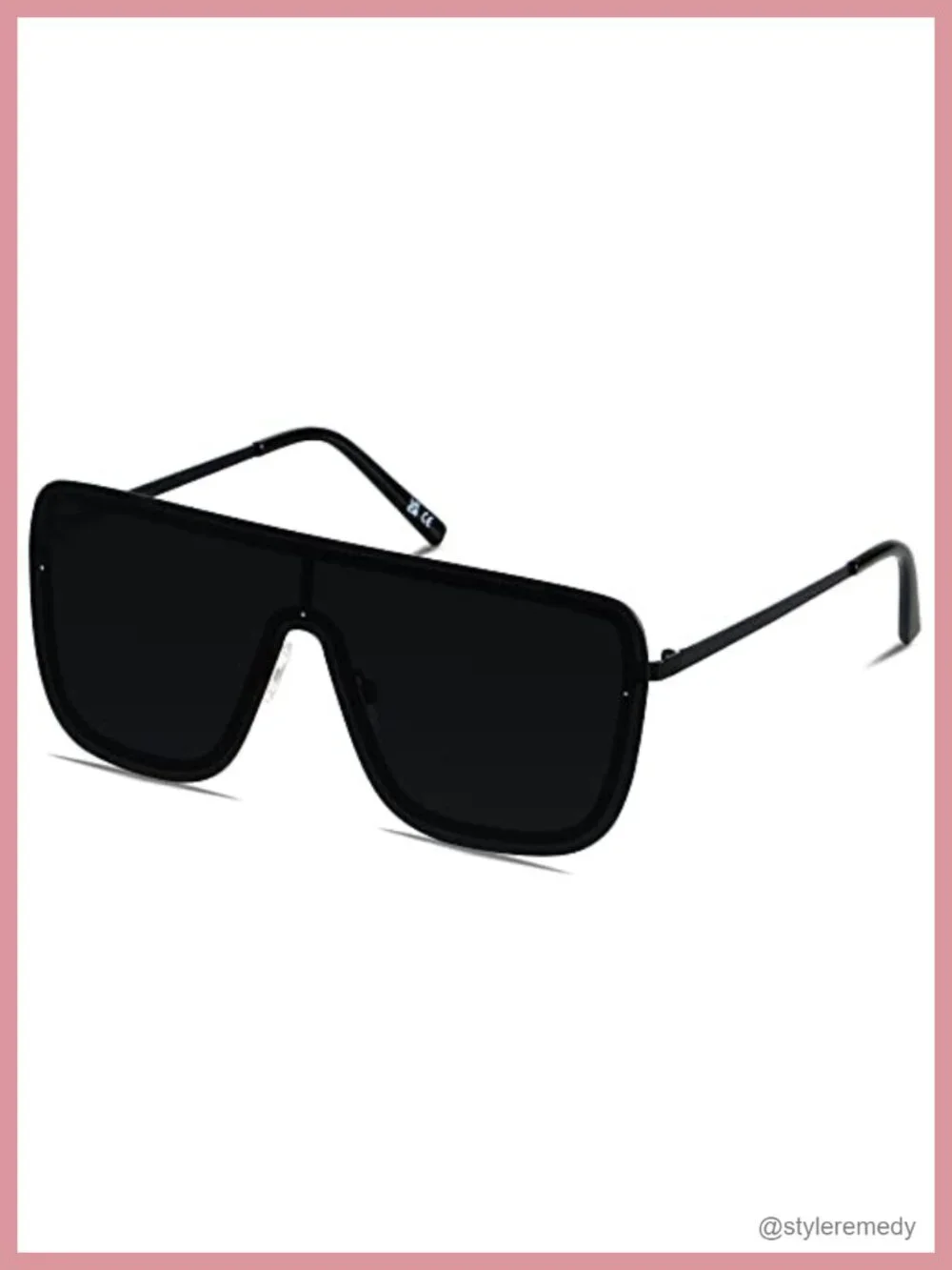 Rimless Oversized Square Sunglasses UV400 Polycarbonate Metal Shield Frame